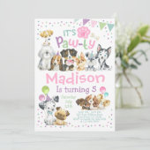Puppy Birthday Invitation, Dog Birthday Party Kaart (Staand voorkant)