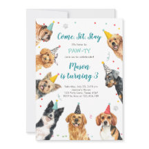 Puppy Birthday Invitation Dog Party Pawty Boy