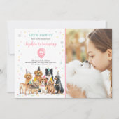 Puppy Birthday Invitation Dog Party Pawty Girl Kaart (Voorkant)