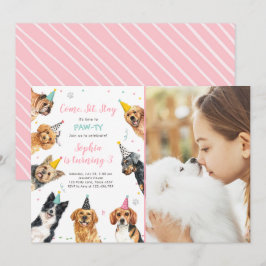 Puppy Birthday Invitation Dog Party Pawty Girl Kaart