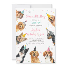 Puppy Birthday Invitation Dog Party Pawty Girl
