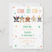 Puppy Birthday Invitation Dog Party Pawty Kaart (Voorkant)