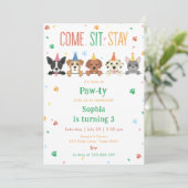 Puppy Birthday Invitation Dog Party Pawty Kaart (Staand voorkant)