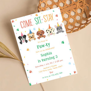 Puppy Birthday Invitation Dog Party Pawty Kaart