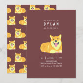 Puppy Birthday Invitation Dog Party Pawty Kaart (Voorkant / Achterkant)