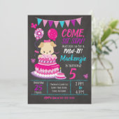 Puppy Birthday Invitation Girl Paw-ty Party Kaart (Staand voorkant)