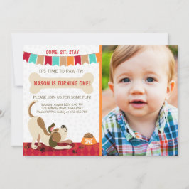 Puppy Birthday Invitation Paw-ty Puppy Party Kaart