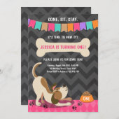 Puppy Birthday Invitation Paw-ty Puppy Party Kaart (Voorkant / Achterkant)