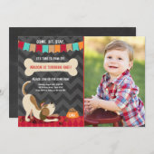 Puppy Birthday Invitation Paw-ty Puppy Party Kaart (Voorkant / Achterkant)