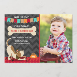 Puppy Birthday Invitation Paw-ty Puppy Party Kaart