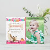 Puppy Birthday Invitation Paw-ty Puppy Party Kaart (Staand voorkant)