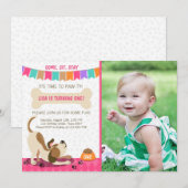 Puppy Birthday Invitation Paw-ty Puppy Party Kaart (Voorkant / Achterkant)