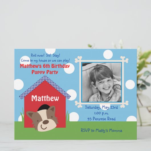 Puppy Birthday Kaart (Staand voorkant)