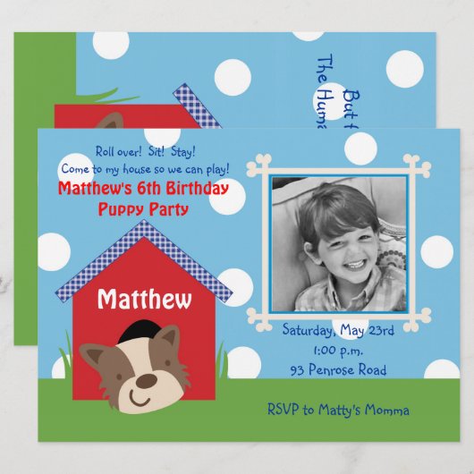 Puppy Birthday Kaart (Voorkant / Achterkant)