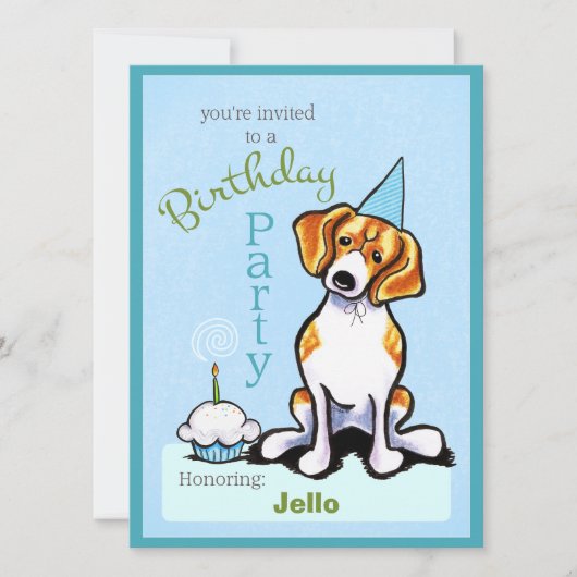 Puppy Birthday Party Beagle Boy Off-Leash Art™ Kaart (Voorkant)
