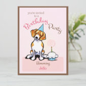 Puppy Birthday Party Beagle Girl off-Leash Art™ Kaart (Staand voorkant)