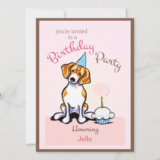 Puppy Birthday Party Beagle Girl off-Leash Art™ Kaart (Voorkant)
