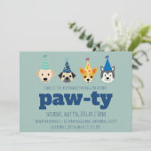Puppy Birthday Party Invitation, Dog Party Invite Kaart (Staand voorkant)