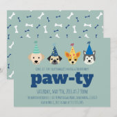 Puppy Birthday Party Invitation, Dog Party Invite Kaart (Voorkant / Achterkant)