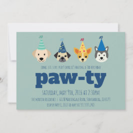 Puppy Birthday Party Invitation, Dog Party Invite Kaart