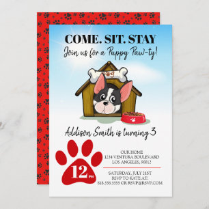 Puppy Birthday Party Invitation Kaart