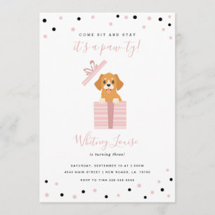 Puppy Birthday Party Invitations Kaart