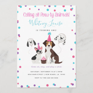 Puppy Birthday Party Invitations Kaart