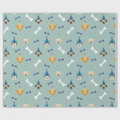 Puppy Birthday Party, Kinder- en huisdierenpakpapi Cadeaupapier (Vlak)