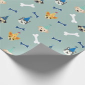 Puppy Birthday Party, Kinder- en huisdierenpakpapi Cadeaupapier (Hoek)