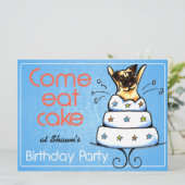 Puppy Birthday Party Pug Cake Boy Off-Leash Art™ Kaart (Staand voorkant)
