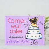 Puppy Birthday Party Pug Cake Girl Off-Leash Art™ Kaart (Staand voorkant)