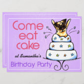 Puppy Birthday Party Pug Cake Girl Off-Leash Art™ Kaart (Voorkant / Achterkant)