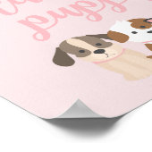 Puppy Birthday Party Sign. Aanvaard een puppy roze Poster (Hoek)