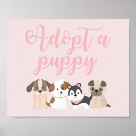 Puppy Birthday Party Sign. Aanvaard een puppy roze Poster