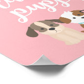 Puppy Birthday Party Sign. Aanvaard een puppy roze Poster (Hoek)
