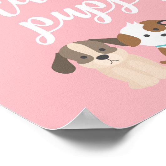 Puppy Birthday Party Sign. Aanvaard een puppy roze Poster (Hoek)