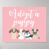 Puppy Birthday Party Sign. Aanvaard een puppy roze Poster (Voorkant)