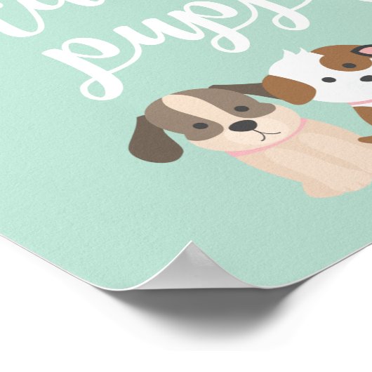 Puppy Birthday Party Sign Adopteer een puppy Poster (Hoek)