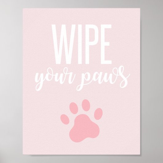 Puppy Birthday Party Sign Veeg je poten roze Poster (Voorkant)
