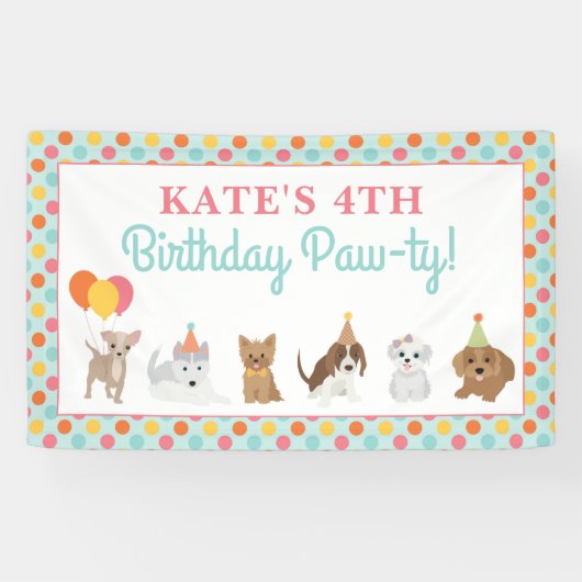 Puppy Birthday Party Spandoek (Horizontaal)