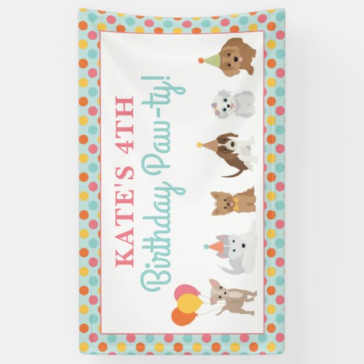 Puppy Birthday Party Spandoek (Verticaal)