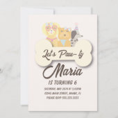 Puppy Birthday Paw-ty Party Dog Geëerd Kaart (Voorkant)