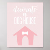 Puppy Birthday Sign Decoreer een hondenhuis roze Poster (Voorkant)
