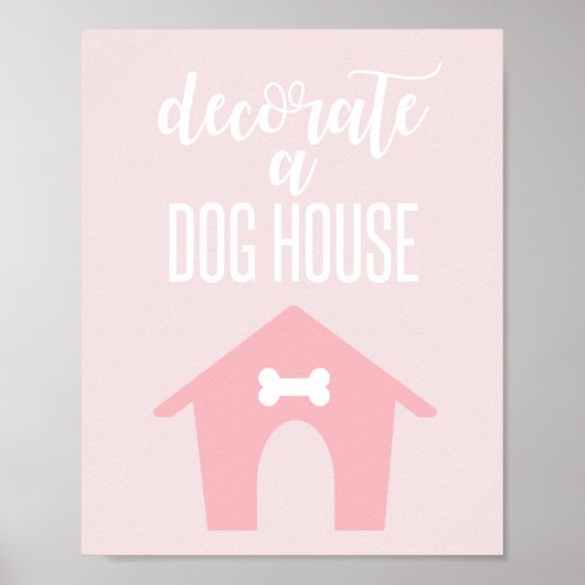 Puppy Birthday Sign Decoreer een hondenhuis roze Poster (Voorkant)