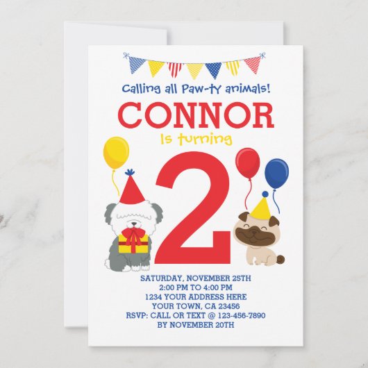 Puppy Birthday Uitnodiging (Voorkant)