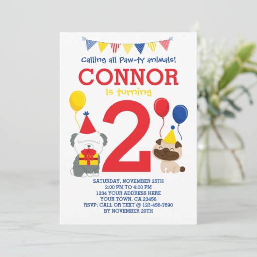 Puppy Birthday Uitnodiging (Staand voorkant)