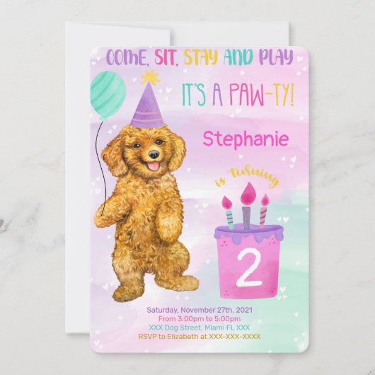 Puppy Birthday Uitnodiging (Voorkant)