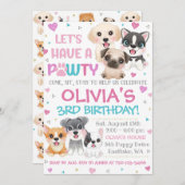 Puppy Birthday Uitnodiging | Puppy Pawty Invitatio (Voorkant / Achterkant)