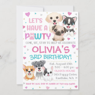 Puppy Birthday Uitnodiging Puppy Pawty Invitatio