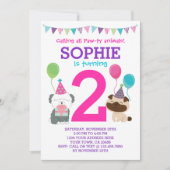 Puppy Birthday Uitnodiging voor meisjes (Voorkant)